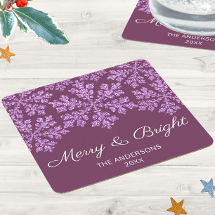 Dessous-de-verre Carré En Papier Snowflake Plum Bling Chic Elegant Fête de Vacances