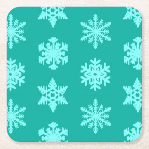 Dessous-de-verre Carré En Papier Snowflakes Ikat - Turquoise et aqua