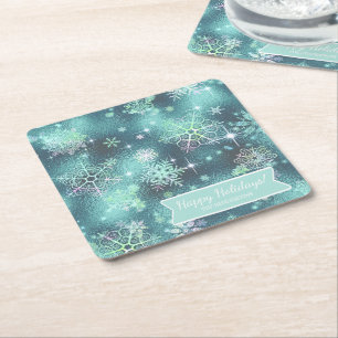 Dessous-de-verre Carré En Papier Snowflakes le plus beau Motif ID Turquoise846