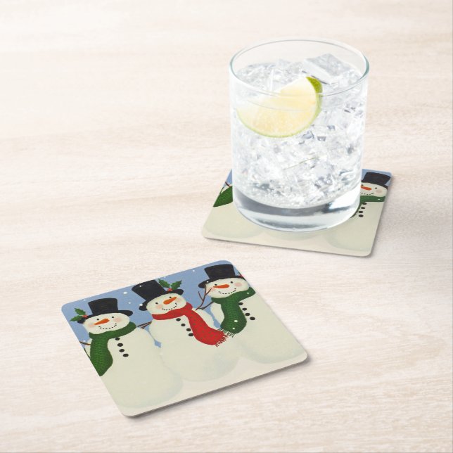 Dessous-de-verre Carré En Papier Snowman (En situation)