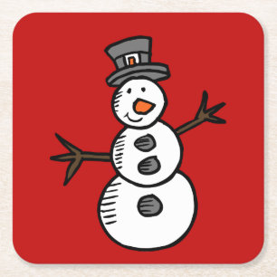 Dessous-de-verre Carré En Papier Snowman