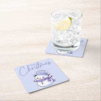 Dessous-de-verre Carré En Papier Snowman Christmas Coaster