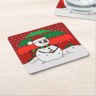 Dessous-de-verre Carré En Papier Snowman Vintage arc-en-ciel Flèches rouge vert