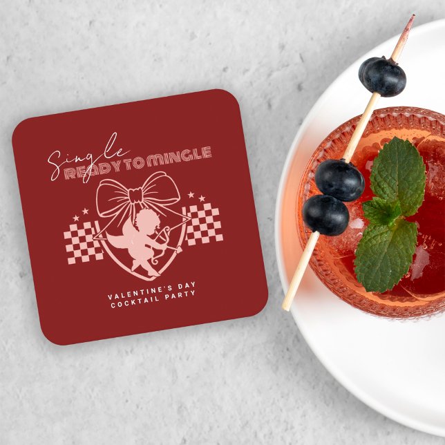 Dessous-de-verre Carré En Papier Soirée Célibataires Red Cupid Saint-Valentin  (Créateur téléchargé)