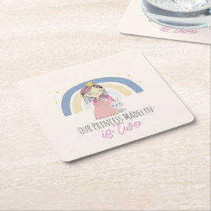 Dessous-de-verre Carré En Papier Soirée d'anniversaire de la mignonne princesse