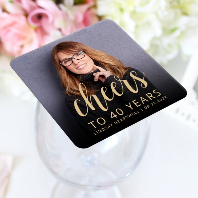 Dessous-de-verre Carré En Papier Soirée de 40e anniversaire (Créateur téléchargé)