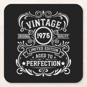 Dessous-de-verre Carré En Papier Soirée de 50 ans vintage personnalisée
