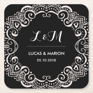 Dessous-de-verre Carré En Papier Soirée de mariage de l'ornement d'art floral rusti