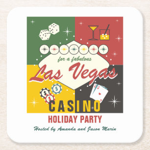 Dessous-de-verre Carré En Papier Soirée de poker au casino de Las Vegas pour les fê