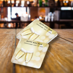 Dessous-de-verre Carré En Papier Soirée et fête du toast du Nouvel An