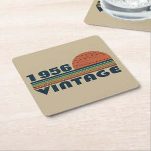 Dessous-de-verre Carré En Papier Soirée personnalisée vintage de 65e anniversaire