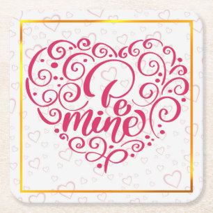 Dessous-de-verre Carré En Papier Sois Mienne" Texte Vintage : Joyuse Saint-Valentin