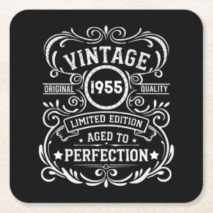 Dessous-de-verre Carré En Papier Soixante-dix vintages 70e anniversaire personnalis