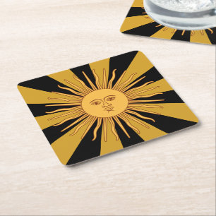 Dessous-de-verre Carré En Papier Soleil d'or d'Argentine, fête Sol de Mayo