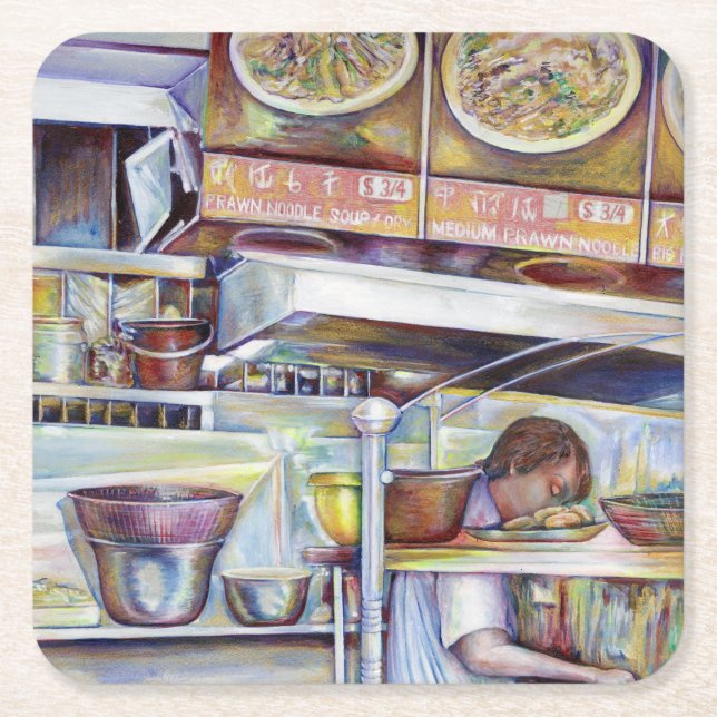 Dessous-de-verre Carré En Papier Soupe de queue de porc à Singapour (Devant)