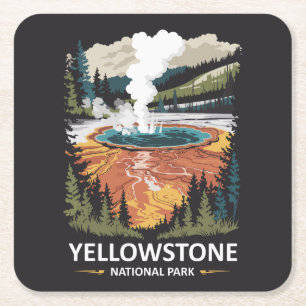 Dessous-de-verre Carré En Papier Source chaude du parc national de Yellowstone