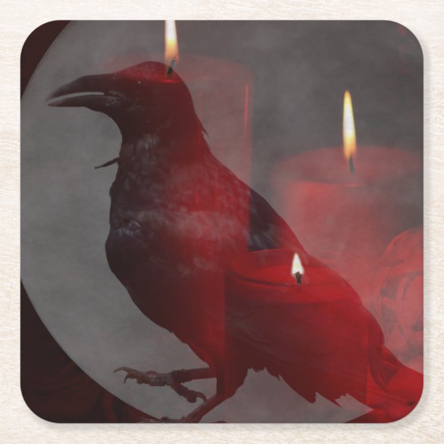 Dessous-de-verre Carré En Papier "Sous ton sort en rouge" (Devant)