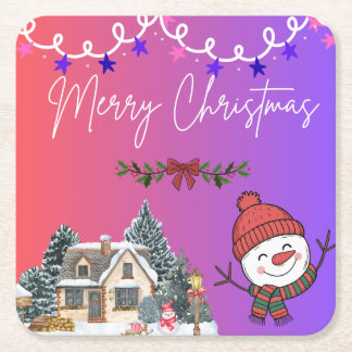 Dessous-de-verre Carré En Papier Sous-verres en papier Joyeux Noël