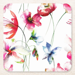 Dessous-de-verre Carré En Papier Sous-verres - Fleurs sauvages