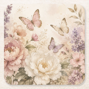 Dessous-de-verre Carré En Papier Sous-verres pour boissons de jardin botanique colo