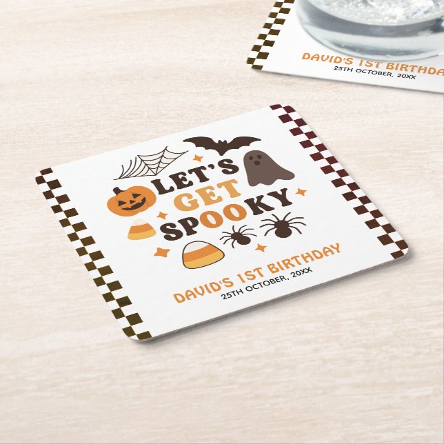 Dessous-de-verre Carré En Papier Soyons Éffrayants pour l'anniversaire d'Halloween (Incliné)