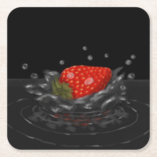 Dessous-de-verre Carré En Papier Splashing strawberry (Devant)