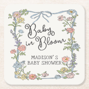 Dessous-de-verre Carré En Papier Spring Garden Party Pastel Floral Baby shower