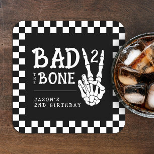 Dessous-de-verre Carré En Papier Squelette Bad 2 the Bone pour une fête d'anniversa