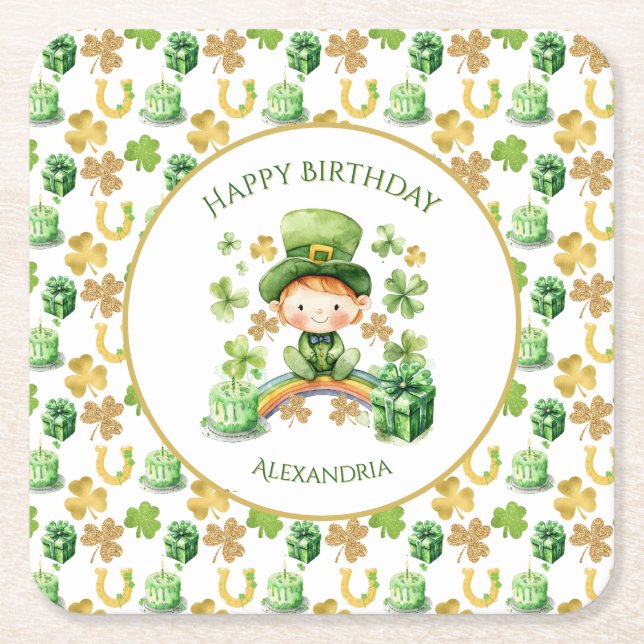 Dessous-de-verre Carré En Papier St patrick Lucky One Premier Anniversaire (Devant)