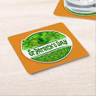 Dessous-de-verre Carré En Papier St Patrick's Day Casquette Shamrock Green Orange