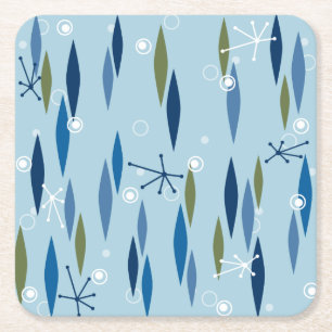 Dessous-de-verre Carré En Papier Starburst bleu et vert de style moderne de la