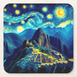 Dessous-de-verre Carré En Papier Starry Night Machu Picchu Pérou
