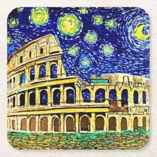 Dessous-de-verre Carré En Papier Starry Night Rome Italie