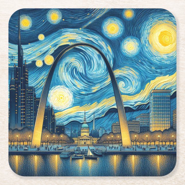 Dessous-de-verre Carré En Papier Starry Night St. Louis Missouri (Devant)