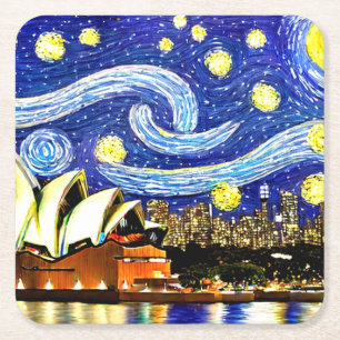 Dessous-de-verre Carré En Papier Starry Night Sydney Australie Opéra