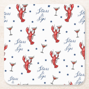 Dessous-de-verre Carré En Papier Stars & Sips America 250 Été côtier