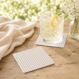 Dessous-de-verre Carré En Papier Station de boissons rustique neutre à carreaux tau