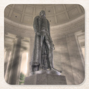 Dessous-de-verre Carré En Papier Statue en bronze du mémorial Thomas Jefferson