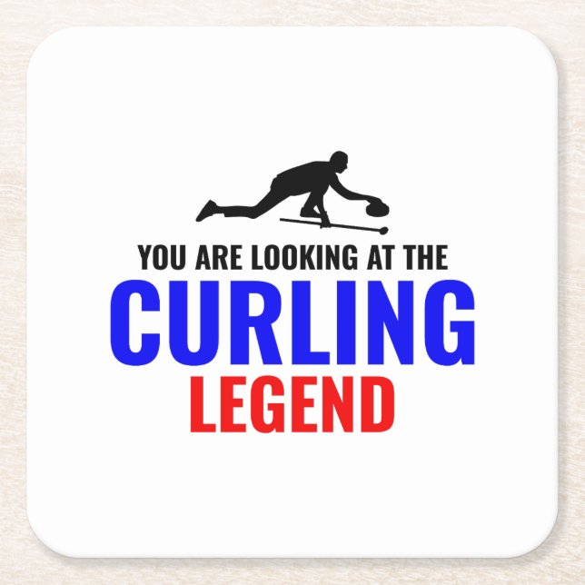 Dessous-de-verre Carré En Papier Stone Curling hiver glace sport Curler drôle (Devant)