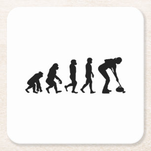 Dessous-de-verre Carré En Papier Stone Curling Hiver Glace Sport Curler Évolution