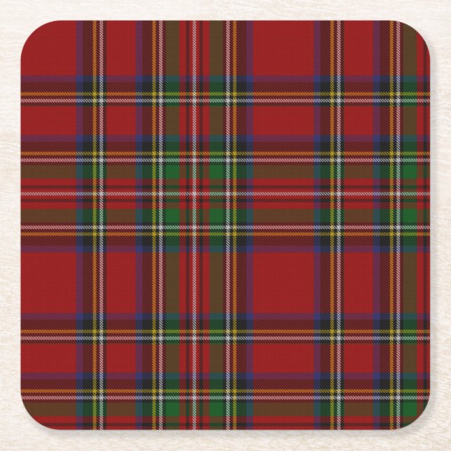 Dessous-de-verre Carré En Papier Stuart Plaid Tartan Christmas (Devant)