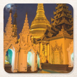 Dessous-de-verre Carré En Papier Stupa doré et temples