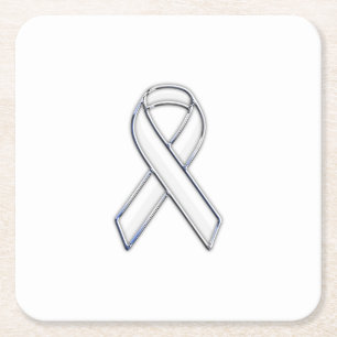Dessous-de-verre Carré En Papier Style Chrome White Ribbon Sensibilisation