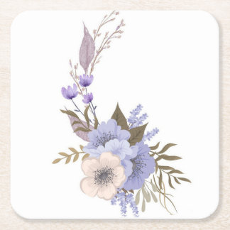Dessous-de-verre Carré En Papier Style floral de boutique violet