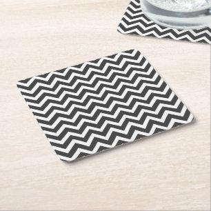 Dessous-de-verre Carré En Papier Style moderne Chevron noir et blanc