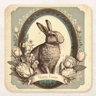 Dessous-de-verre Carré En Papier Style vintage Dessous de verre en papier Bunny de 