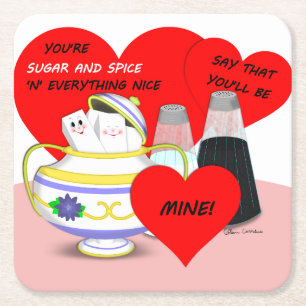 Dessous-de-verre Carré En Papier Sucre et Épice - Art de carte de la Saint-Valentin