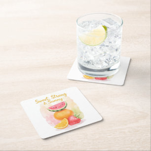 Dessous-de-verre Carré En Papier Sucré, fort et ensoleillé - Aquarelle Fruit