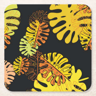 Dessous-de-verre Carré En Papier Summer Tropical Feuille Design Vintage