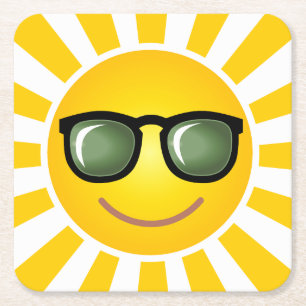 Dessous-de-verre Carré En Papier Sun de sourire heureux